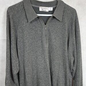 PRISTINE St. Croix Knits Cotton Blend Solid Gray Long Sleeve Zip Sweater XL